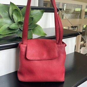 Green Fields Vintage genuine leather red shoulder handbag purse Pebbled